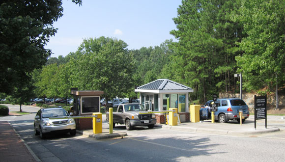 Cars at entrance of Ambulatory Care Lot (ACC).