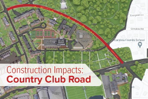 Overhead map view of the construction impacts for the Country Club Road closure