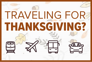 thanksgiving travel options graphic for the 2021 Thanksgiving break