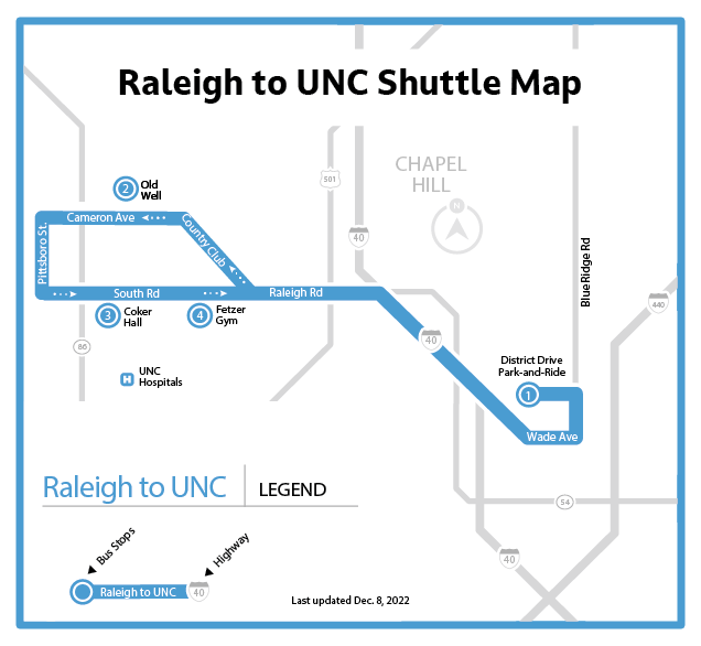 CRX to UNC shuttle map