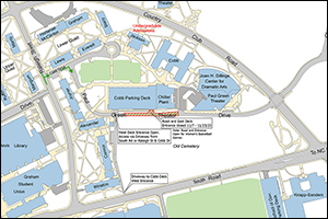 Map of the Cobb Parking Deck project impacts and access routes
