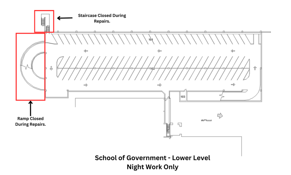 Map of School of Government Deck Construction